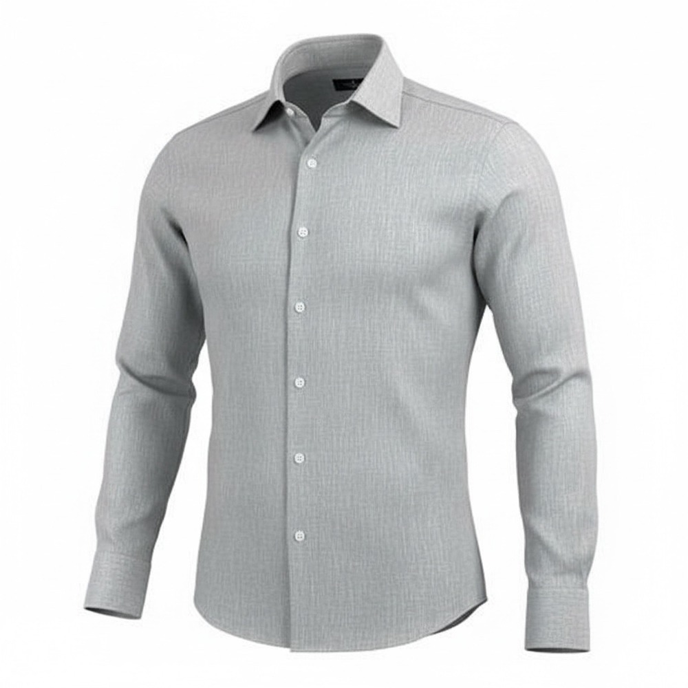 Buttoned Down Mens Slim Fit Linen Cotton Blend‎ Dress Shirt M Gray Long Sleeve